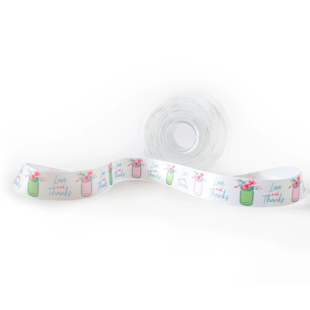 Berisfords Love and Thanks' White Satin Ribbon 20m