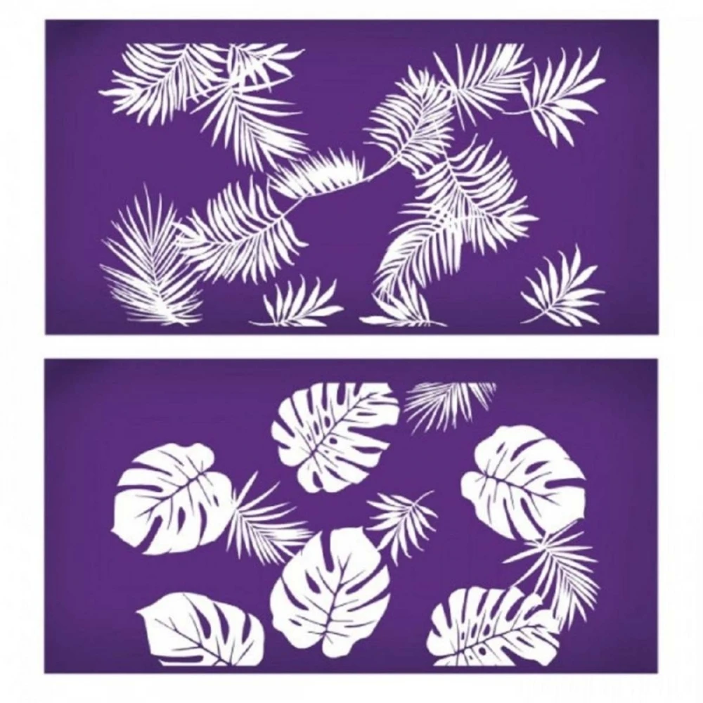 Evil Cake Genius Avalon Tropical Leaf 2-Piece Cake Stencil Set
