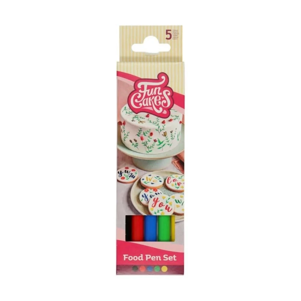 FunCakes Edible Food Pen Set Of 5 Primary Colours