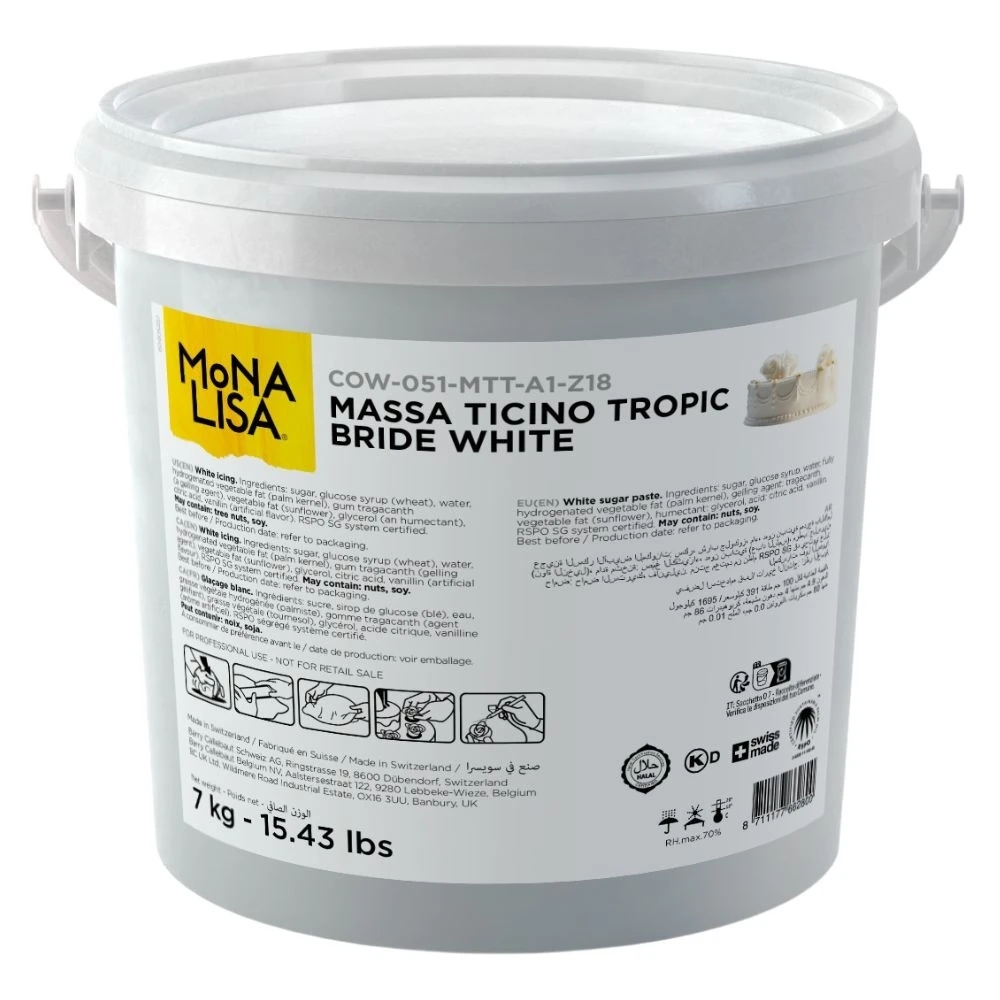 Massa Ticino Premium By Mona Lisa Bride White Tropic Sugarpaste 7kg