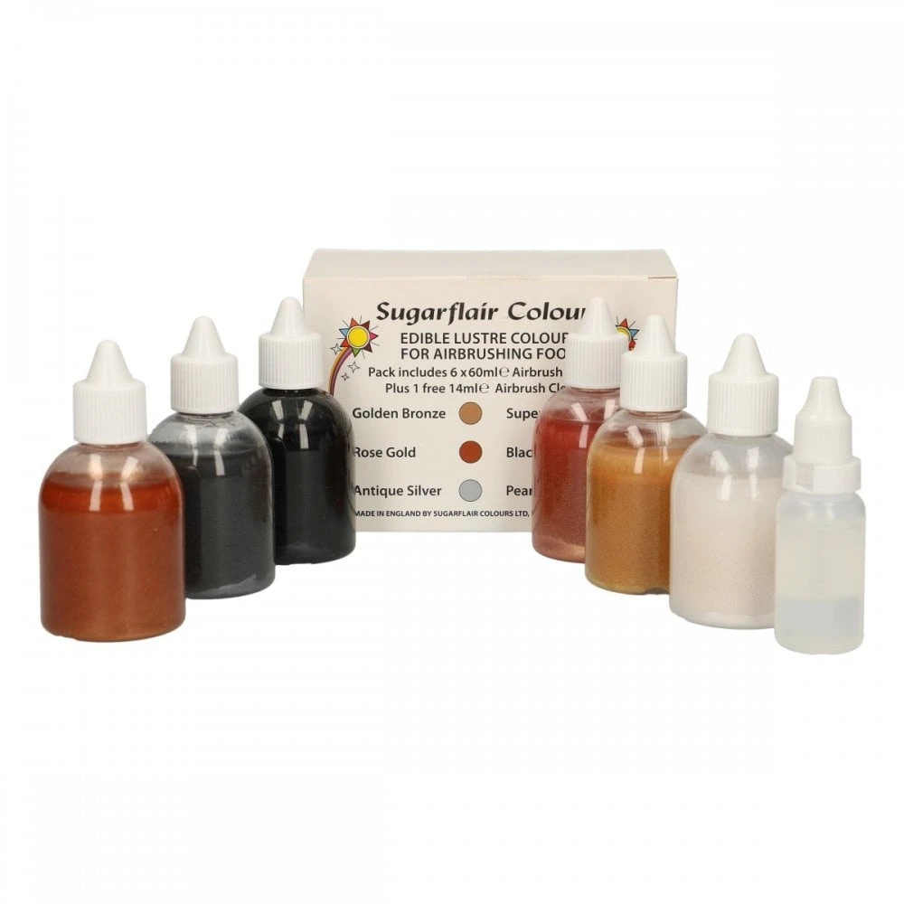 Sugarflair Airbrush Lustre Colour Collection - Set of 6 Colours