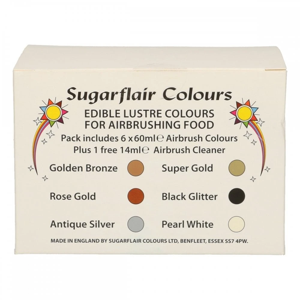 Sugarflair Airbrush Lustre Colour Collection - Set of 6 Colours